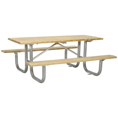 Global Industrial Rectangle Picnic Table, Natural, Wood, 72 in L, 30 in H Overall 695502